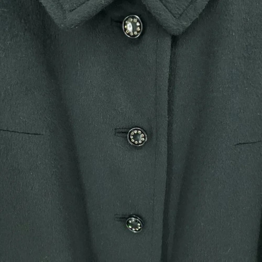 Vintage 100% Baby Llama Pea Coat 10/L Black